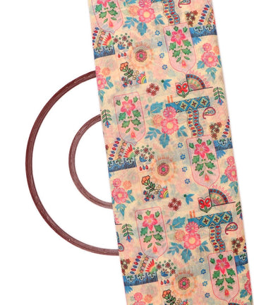 off white flower print chanderi fabric